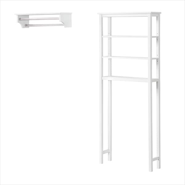 Alaterre Furniture Dover Over Toilet Organizer with Open Shelving, Bathroom Shelf with 2 Towel Rods ANDO724WH - main